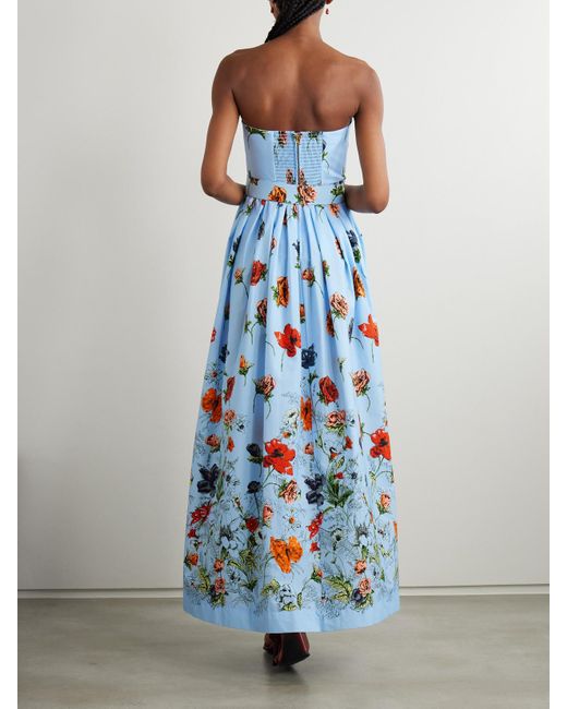 Cara Cara Greenfield Belted Strapless Smocked Floral-Print Cotton-Poplin Maxi Dress in Blue | Lyst Cara Cara Greenfield Belted Strapless Smocked Floral-Print Cotton-Poplin Maxi Dress in Blue | Lyst