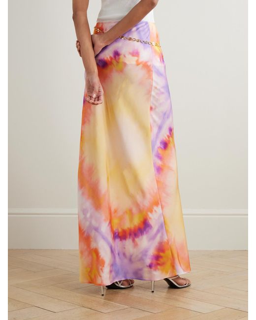 Jupe Longue En Satin Tie & Dye À Ceinture En Cotte De Mailles Rabanne en coloris Pink
