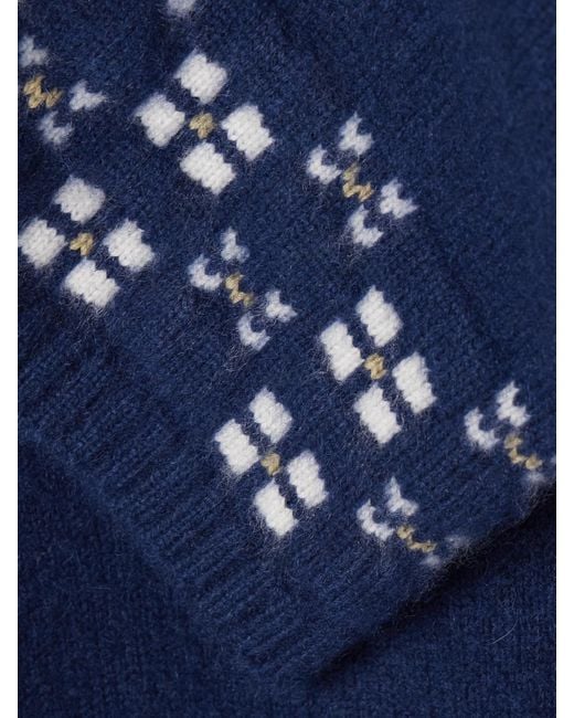 Calle Del Mar Blue Winter Fair Isle Cashmere Wide-Leg Pants