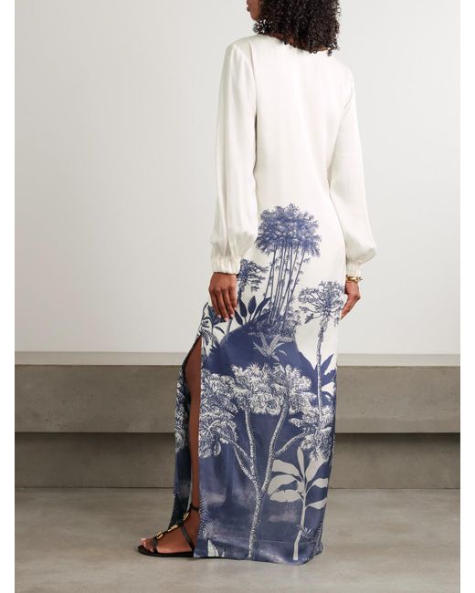 ANDRES OTALORA White Gingko Printed Lenzing Ecovero-Blend Maxi Dress