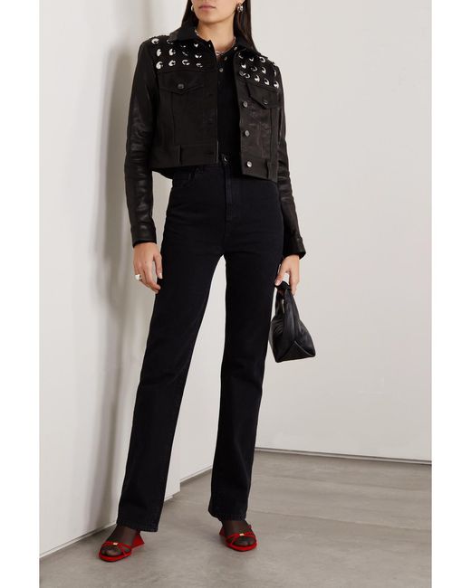 Khaite Black Rizzo Studded Textured-Leather Jacket
