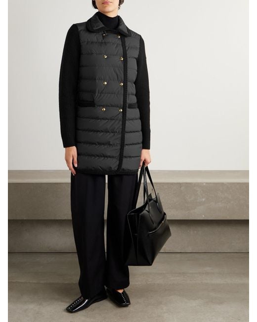 Moncler Black Double-Breasted Wool And Cashmere-Blend And Quilted Shell Down Cardigan