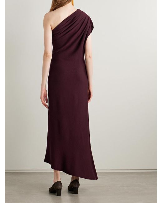 Khaite Purple Coast One-Shoulder Wool-Blend Maxi Dress