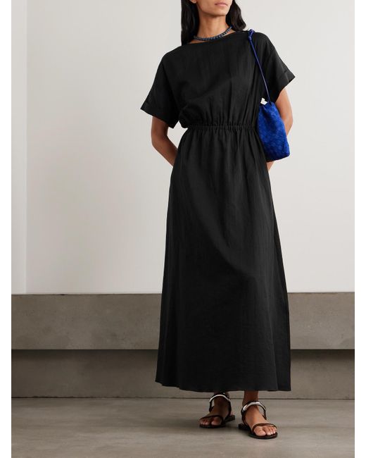 Matteau Black Relaxed Tee Cotton-Gauze Maxi Dress