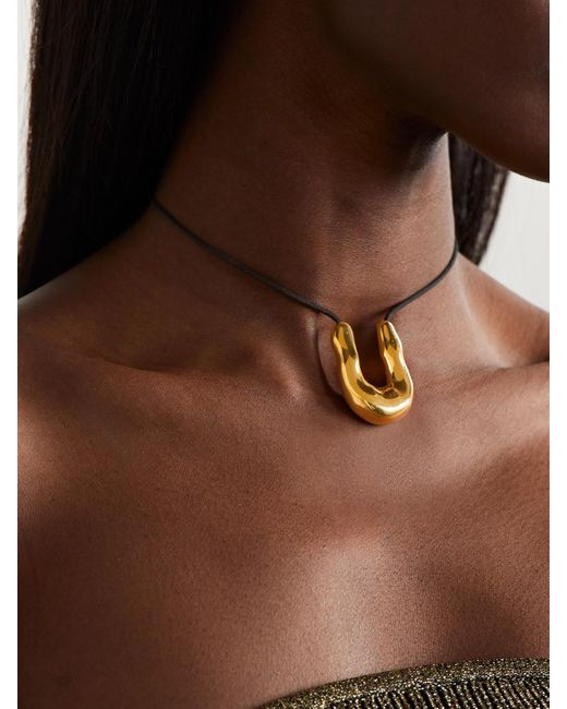 Agmes Natural Wishbone Vermeil Cord Necklace