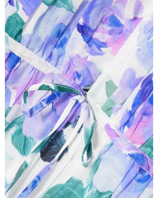Aje. Blue Clover Maxikleid Aus Baumwoll-Voile Mit Blumenprint Zum Binden