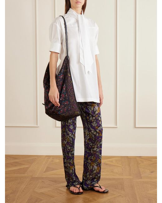Dries Van Noten Black Printed Satin Shoulder Bag