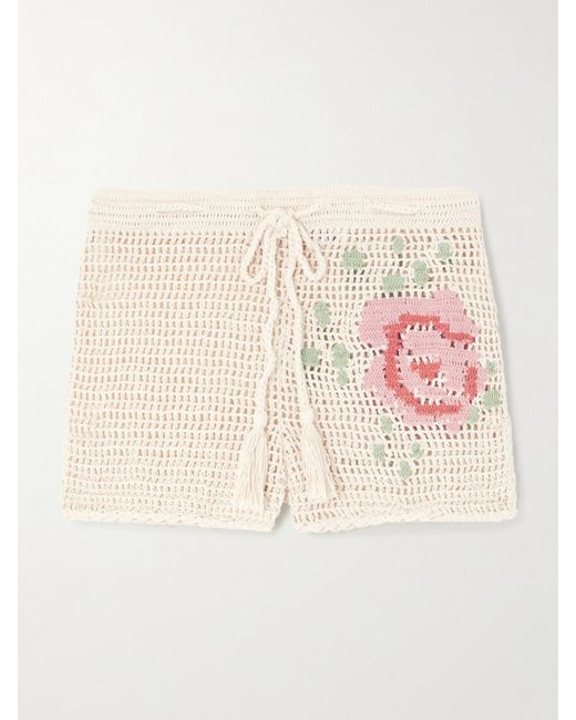 Alix Of Bohemia Pink Salem Shorts Aus Gehäkelter Baumwolle