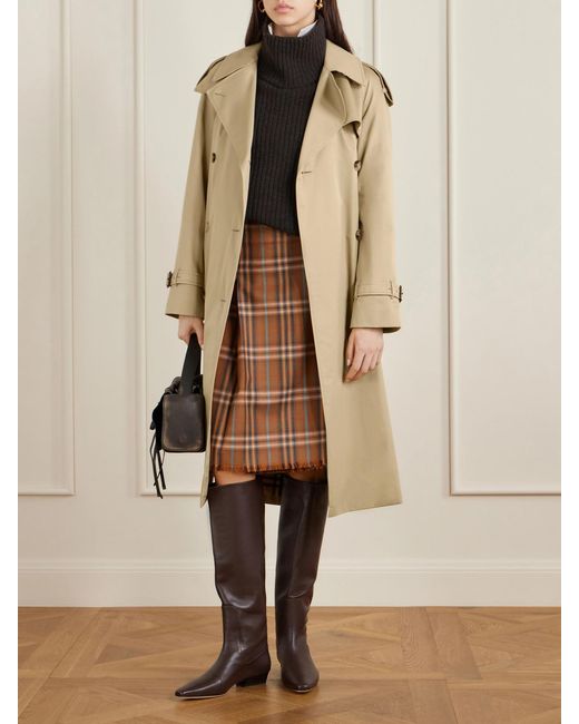 Burberry Natural Castleford Double-Breasted Belted Cotton-Gabardine Trench Coat