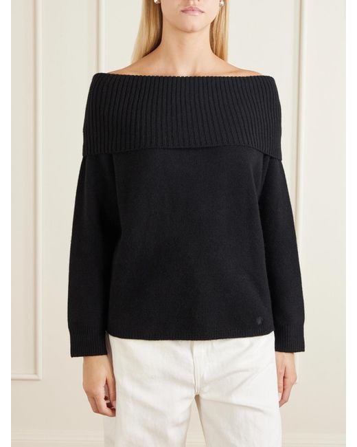 Loulou de Saison Black Sibyl Turtleneck Cashmere-Blend Sweater