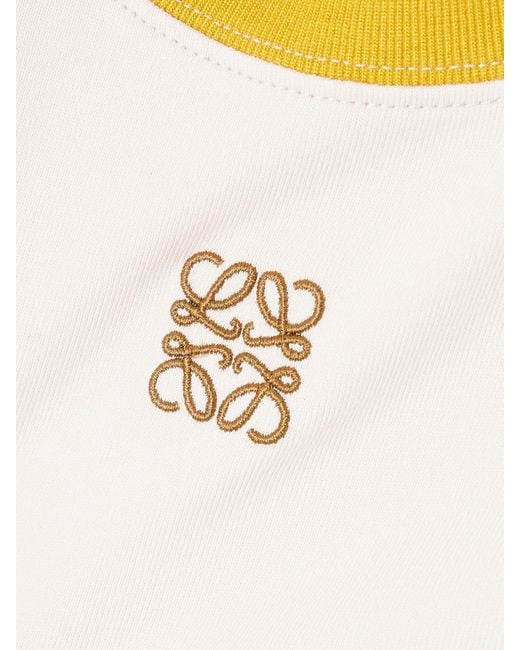 T-Shirt En Jersey De Coton Mélangé Bicolore À Broderie Anagram Loewe en coloris Yellow