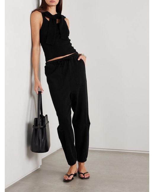 Nili Lotan Black Dulce Cotton-Jersey Track Pants
