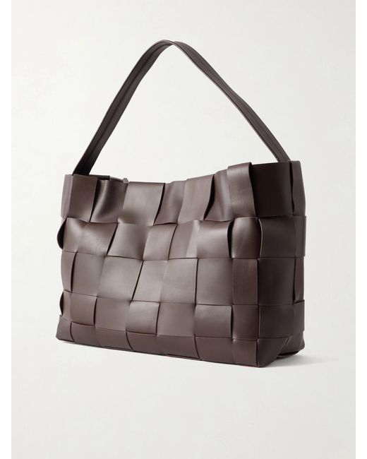 St. Agni Brown Woven Large Leather Tote