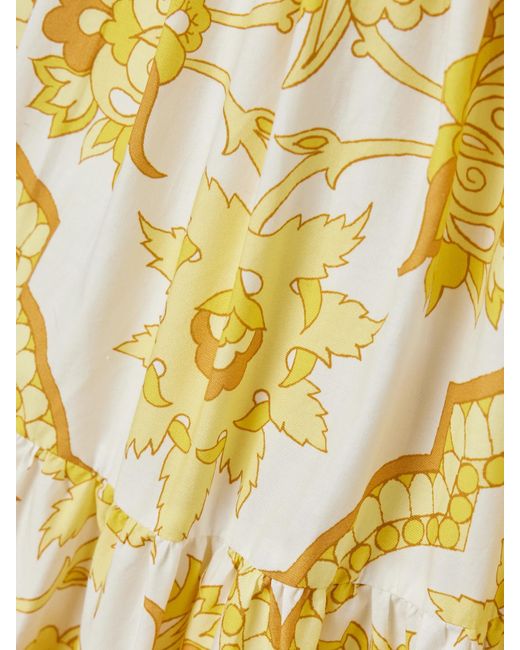 Cara Cara Yellow Margarita Midikleid Aus Baumwollpopeline Mit Blumenprint