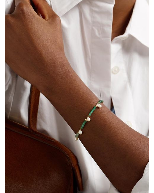 JIA JIA Natural Emerald And Pearl Bracelet