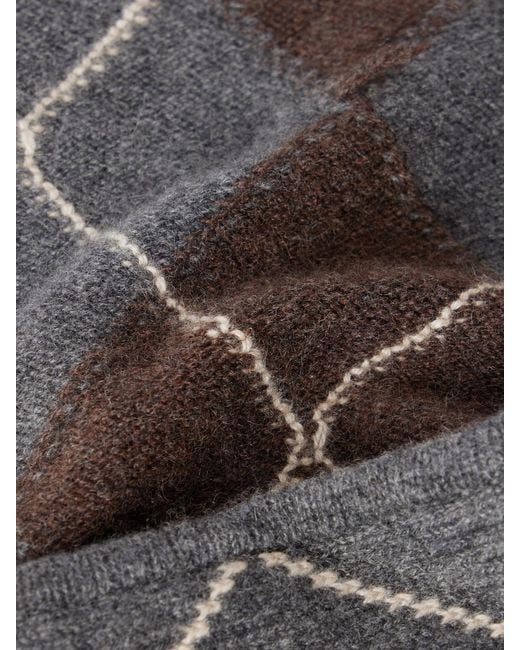 &Daughter Gray Ava Argyle Cashmere Scarf