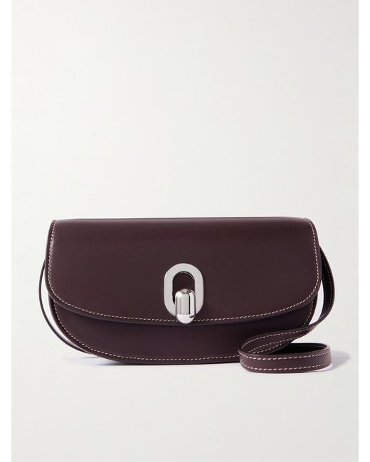 SAVETTE Purple Tondo Crescent Leather Shoulder Bag