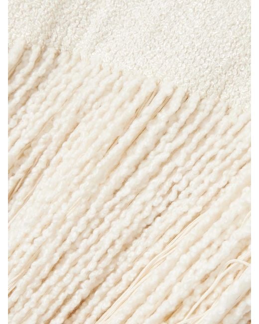 Gabriela Hearst White Awar Fringed Silk-Bouclé Maxi Dress