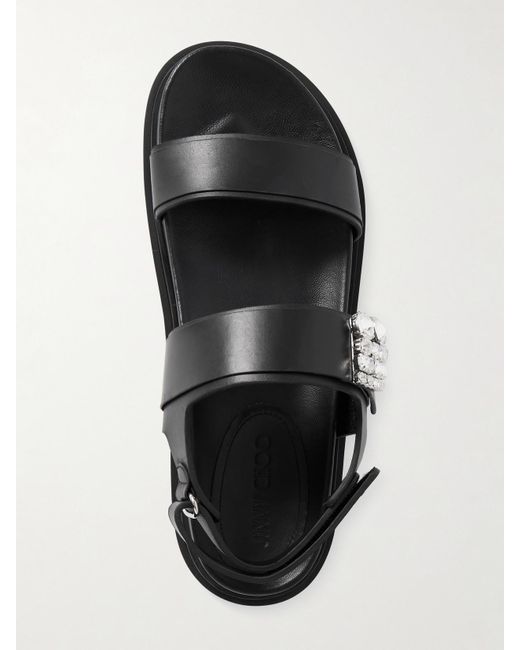 Jimmy Choo Black Verity Sandalen Aus Leder Mit Kristallen
