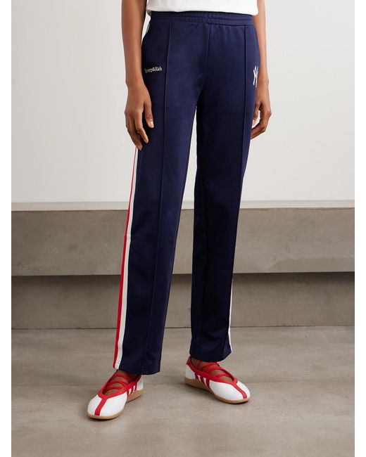 Sporty & Rich Blue New York Yankees Serif Striped Embroidered Jersey Track Pants