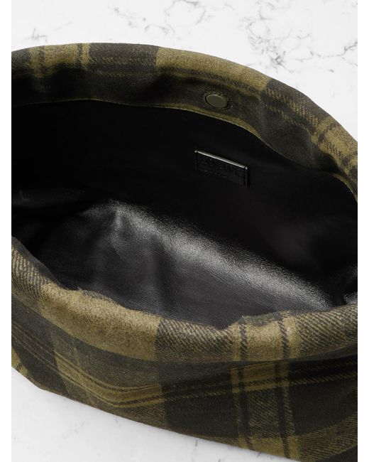 Loewe Black Flamenco Medium Leather-Trimmed Checked Suede Shoulder Bag