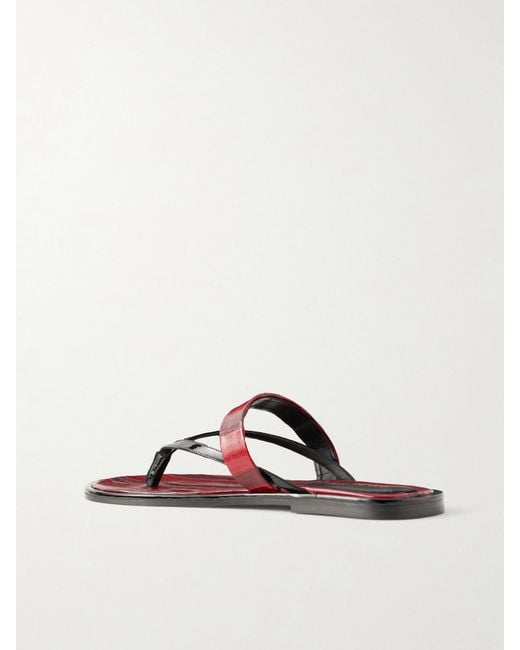 Dries Van Noten Red Eel-Effect Leather Sandals