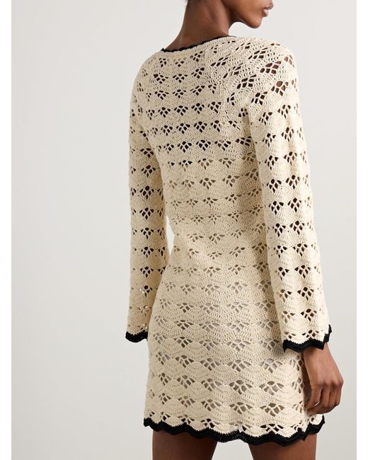 Zimmermann Natural Rhiannon Minikleid Aus Gehäkelter Baumwolle