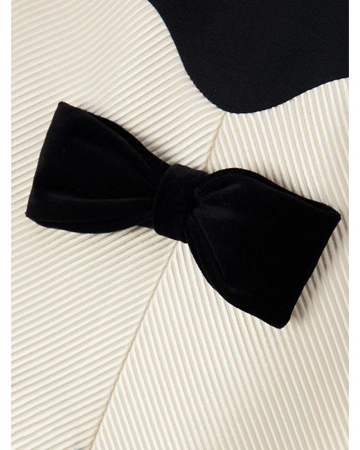 Valentino Garavani Black Minikleid Aus Einer Woll-Seidenmischung Mit Schleifen Und Samt- Sowie Gerippten Satinbesätzen
