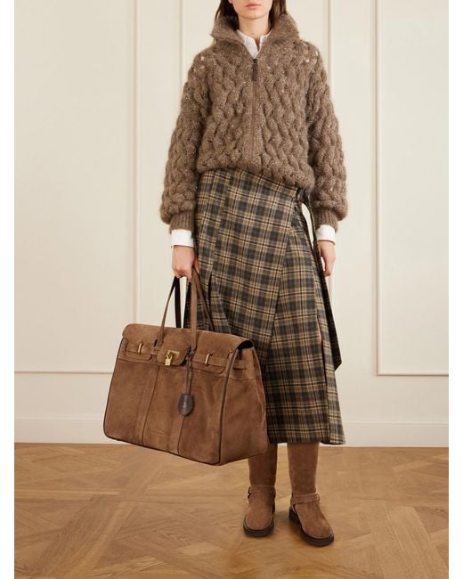 Brunello Cucinelli Brown Suede Weekend Bag
