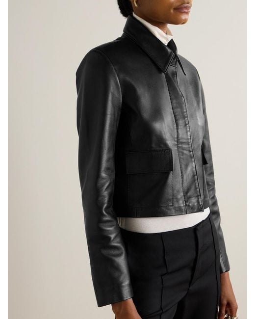 Nour Hammour Black Bleeker Verkürzte Lederjacke