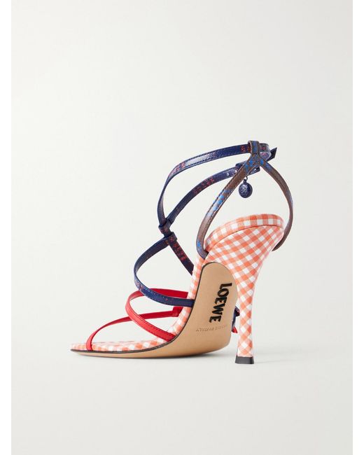 Loewe Pink New Comic 90 Checked Leather Sandals