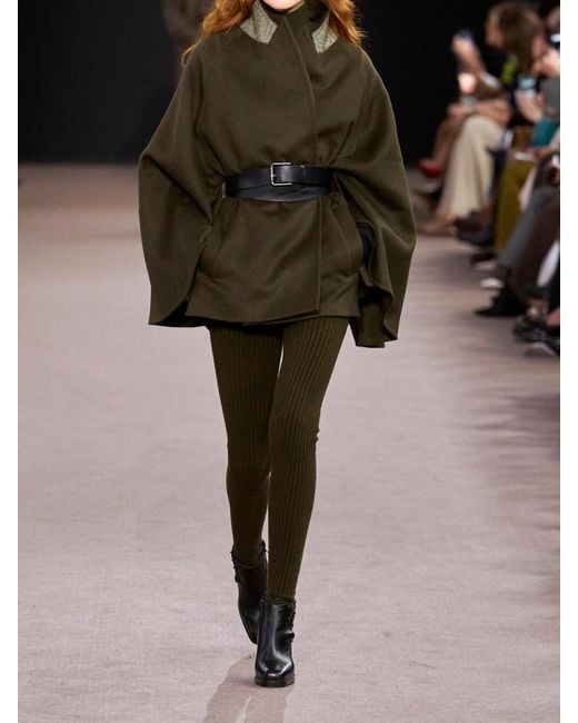 Max Mara Green Ribbed Wool-Blend Turtleneck Peplum Sweater