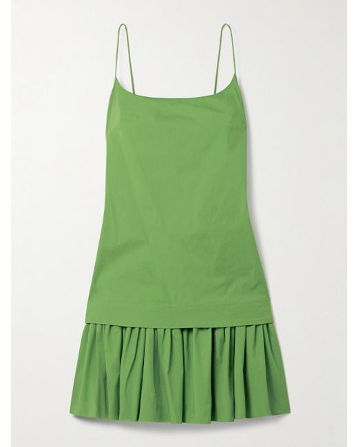 Staud Green Ari Minikleid Aus Popeline Aus Einer Baumwollmischung Mit Raffungen
