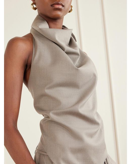 St. Agni Gray Backless Wool-Blend Top