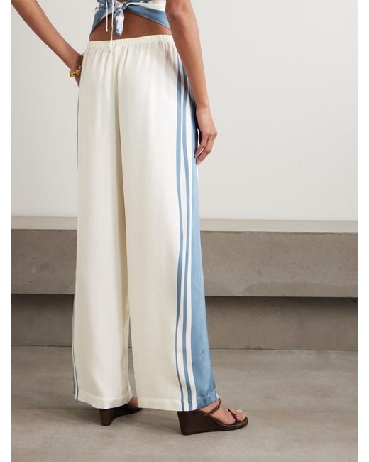Sir White Lilou Striped Silk Wide-Leg Pants