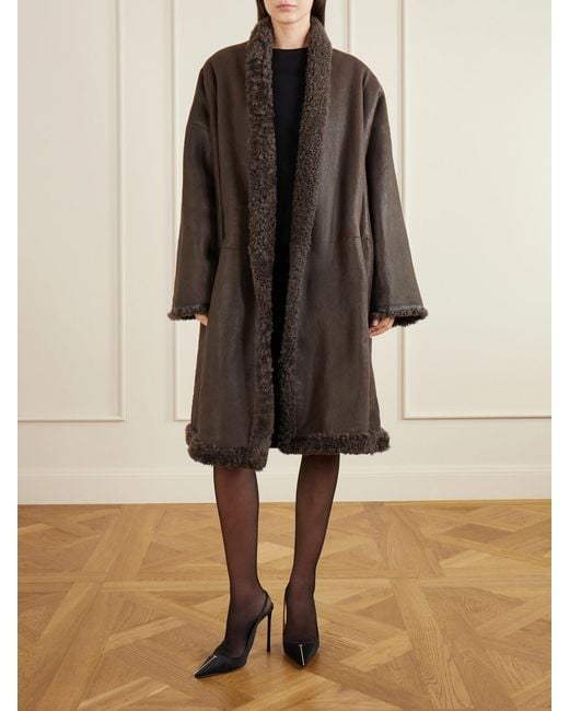 Tom Ford Brown Reversible Full-Grain Leather-Trimmed Shearling Coat