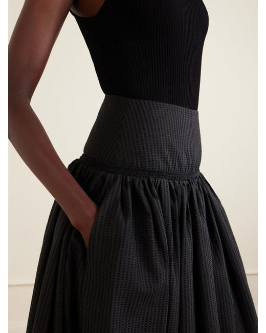 Alaïa Black Cotton Midi Skirt