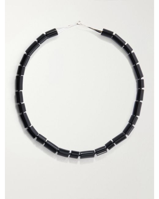 LIE STUDIO Natural The Sadie Sterling Onyx Beaded Necklace