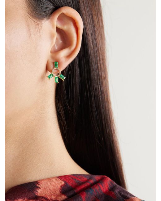 Boucles D'Oreilles En Or 18 Carats (750/1000) Émeraudes Et Diamants Ileana Makri en coloris Metallic