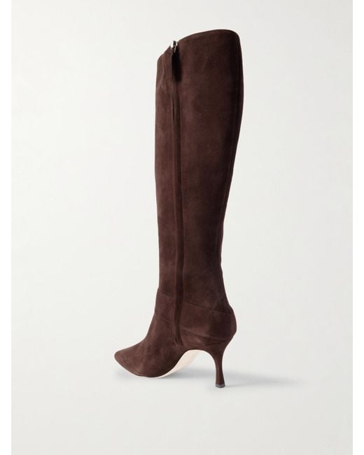 Manolo Blahnik Brown Bayhi 70 Buckle-Embellished Suede Knee Boots