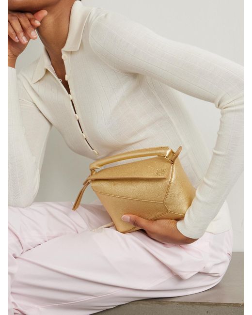 Loewe Natural Puzzle Edge Mini Schultertasche Aus Strukturiertem Leder