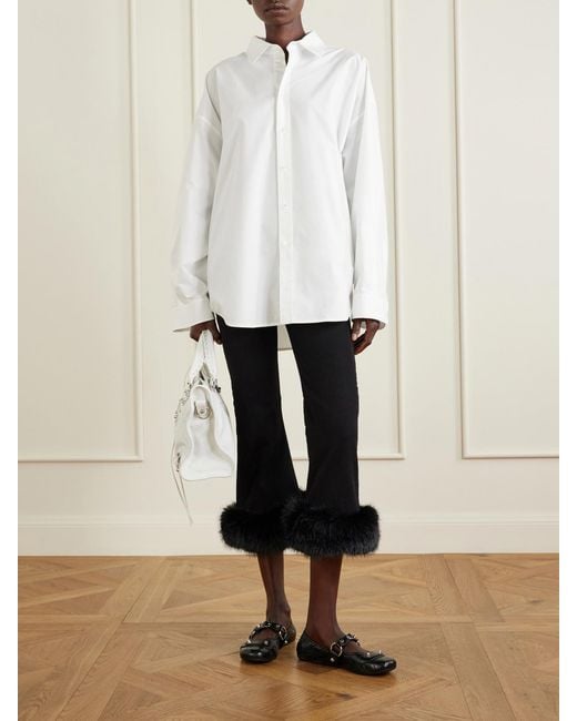 Balenciaga White Le City Medium Embellished Leather Tote Bag
