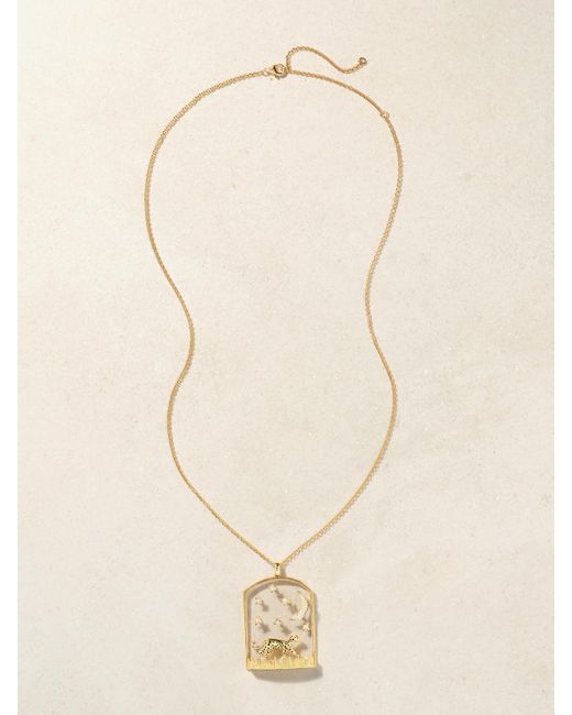 Yvonne Léon Natural La Savane 9-Karat, Diamond, Crystal And Enamel Necklace