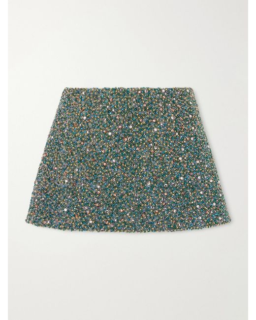 Clio Peppiatt Green Ayla Embellished Mini Skirt