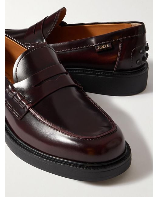 Tod's Black Glossed-Leather Loafers