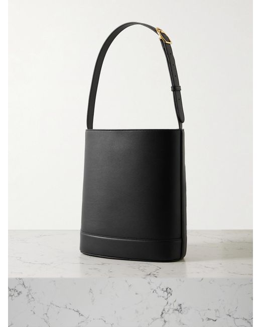 Gucci Black 73 Small Horsebit Embellished Leather Bucket Bag