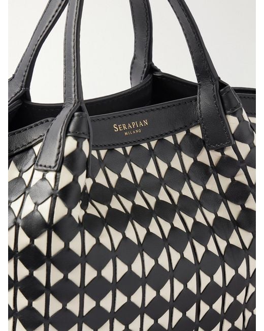 Serapian White Mosaico Leather Shoulder Bag