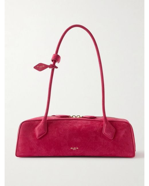 Alaïa Red Le Teckel Medium Nubuck Shoulder Bag