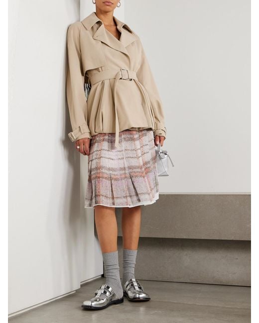 Loewe Natural Double-Breasted Pleated Cotton-Twill Jacket
