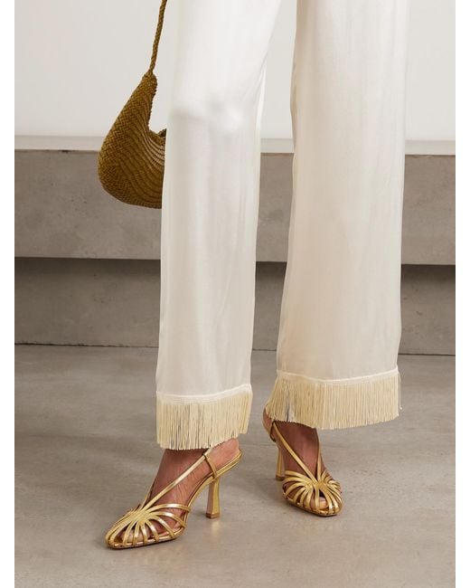 Loeffler Randall Natural Alexandra Metallic Leather Sandals